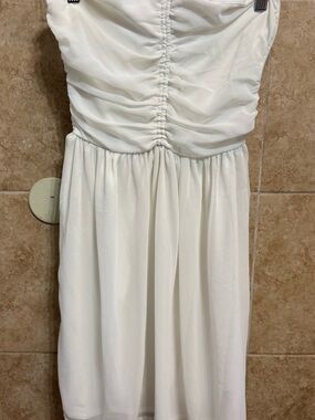 Zara Trafaluc White Strapless Ruched Dress